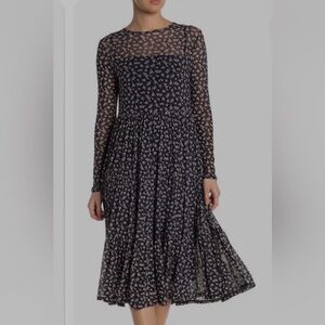 Elegant Spirit of grace navy Floral mesh Dress with liner size M